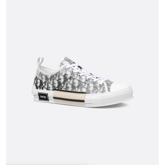 DIOR B23 League Low-Top Sneaker White and Black Dior Oblique Canvas Sz 43 / 10